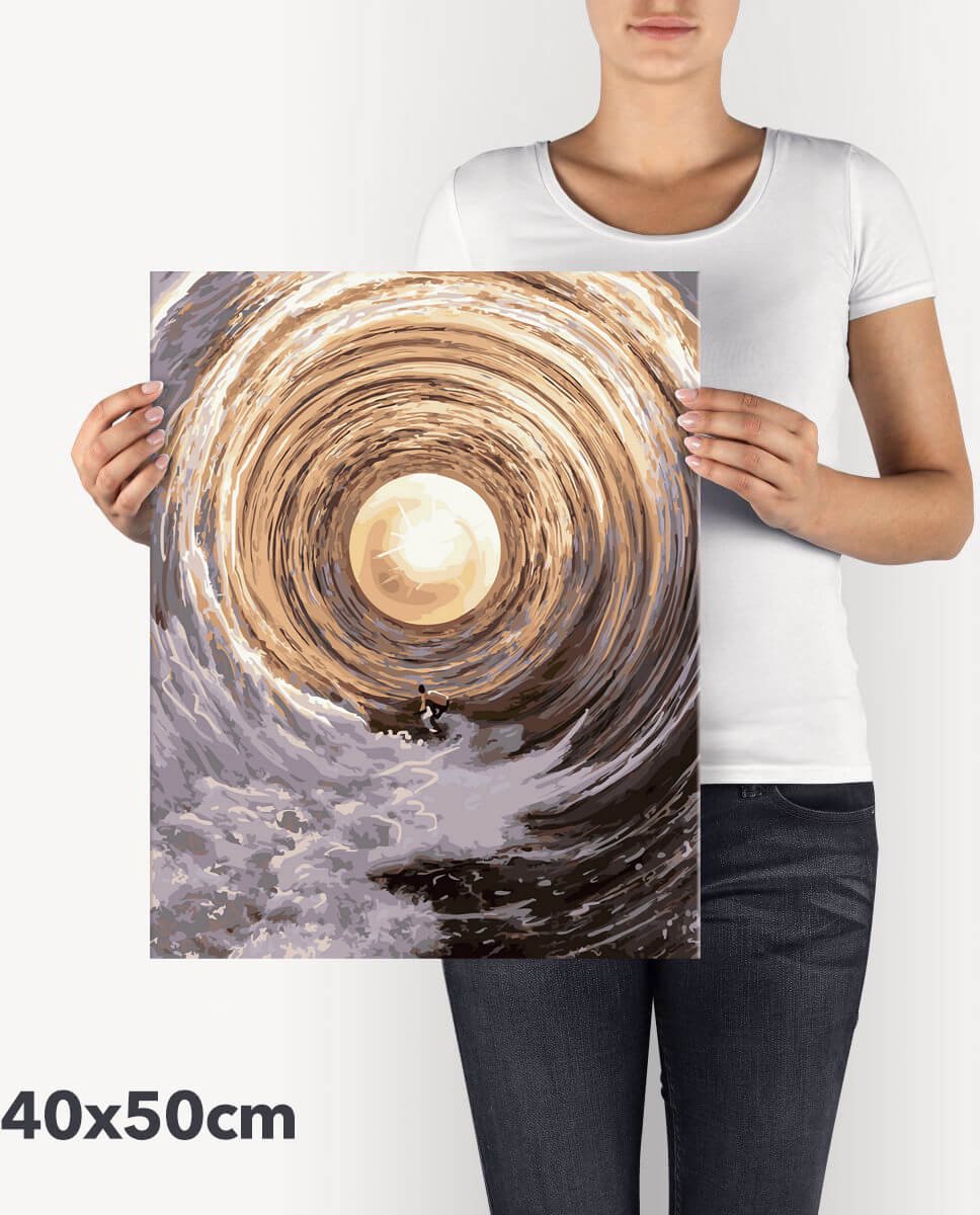 Schilderen Op Nummer Volwassenen DIY Paint By Number Compleet Hobby Pakket op Frame met Vernis - ®Arty Bee - Surfer Droom 40x50cm — afbeelding 4