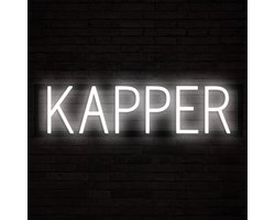 KAPPER - Lichtreclame Neon LED bord verlicht | SpellBrite | 60,48 x 16 cm | 6 Dimstanden & 8 Lichtanimaties | Reclamebord neon verlichting