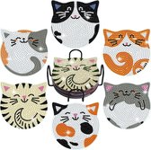 BOTC Peinture de diamants - Sous-verres avec support - Set de 6 - Forfait Adultes et Enfants - Cadeau - chats