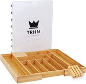 Range-couverts en Bamboe pour tiroirs (7-9 compartiments) Insert de tiroir réglable - Système d'organisation des tiroirs avec bloc à couteaux