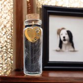Memorial flesje voor huisdier - H 6 cm - Goud - Glazen flesje voor Pet Memorial vacht of as - Bewaren van as of plukjes vacht hond of kat- Blijvende herinnering kat of hond - mini urn - moderne urn - urn - memorial flesje