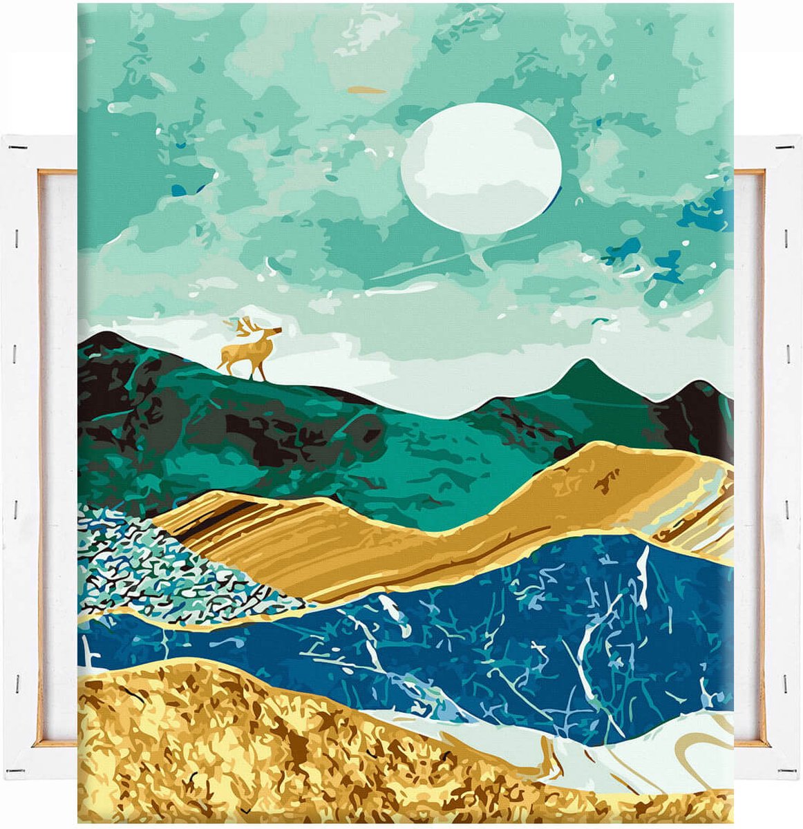Schilderen Op Nummer Volwassenen DIY Paint By Number Compleet Hobby Pakket op Frame met Vernis - ®Arty Bee - Wonderland Marmer Rendier 40x50cm — afbeelding 9