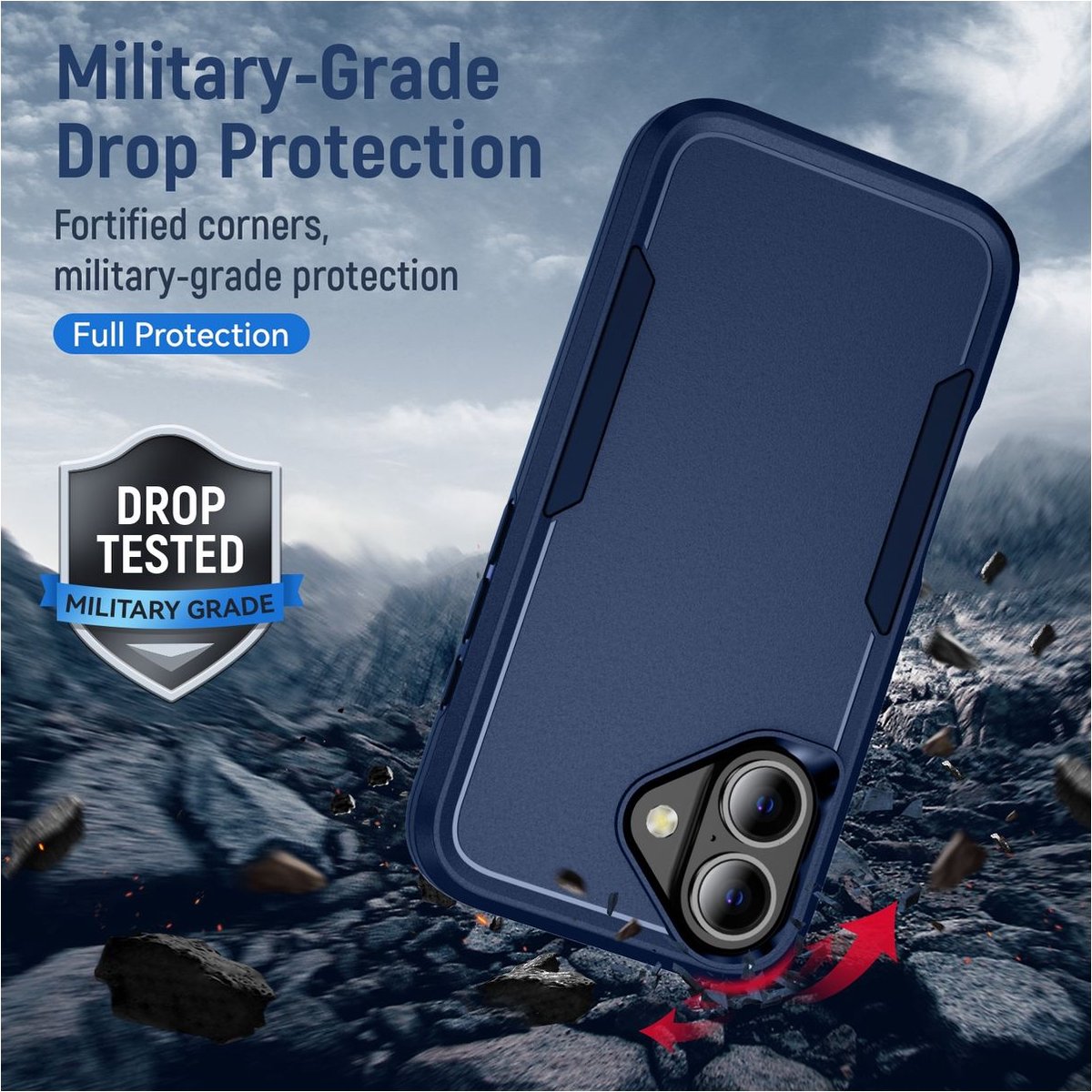 Mobigear Hoesje geschikt voor Apple iPhone 16 Plus Telefoonhoesje Hardcase | Mobigear Heavy Armor Backcover Shockproof | Schokbestendig iPhone 16 Plus Telefoonhoesje | Anti Shock Proof - Blauw