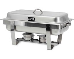 HCB® - Professionele Chafing dish - Incl. 1/1 GN - RVS / INOX Buffetwarmer - Incl. Gastronormbak - Bain marie - Horeca Warmhoudschaal - 37x57x30 cm (DxBxH) - 3 kg - 7298