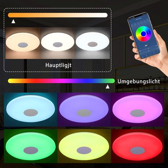 TOPBOS 30 W dimbare plafondlamp, moderne led voor plafond, RGB warm wit/natuurlijk/wit licht, inbouw kristal down-licht met afstandsbediening & app & muziek Bluetooth-luidspreker (vierkant TOPBOS 30 W dimbare plafondlamp, moderne led voor plafond, RGB warm wit/natuurlijk/wit licht, inbouw kristal down-licht met afstandsbediening & app & muziek Bluetooth-luidspreker (vierkant