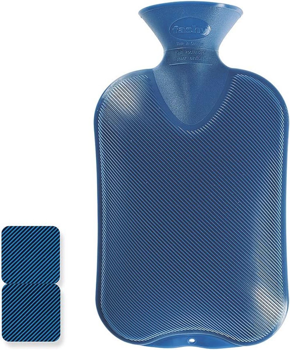 Goedkoopste Warmwaterzak Dubbel Geribbeld Blauw - 2 Liter Thermoplast Kruik