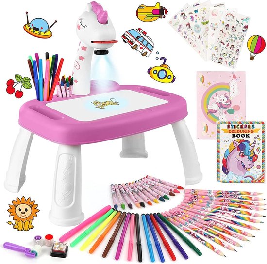 Projecteur De Dessin Pour Enfants - Kit Créatif Avec Pochoirs Et Peinture, Dès 3 Ans