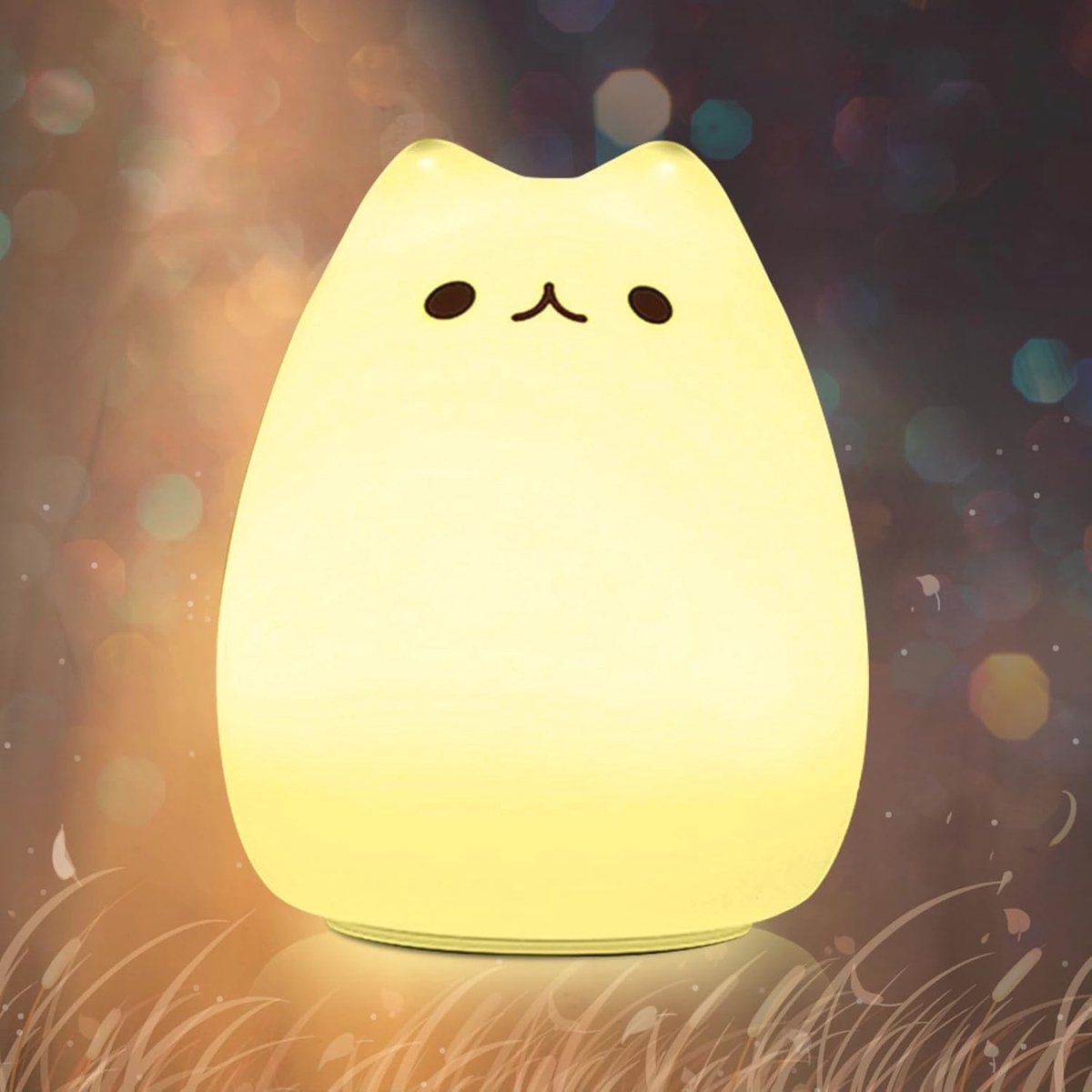 Nachtlampje voor Kinderen - Kattentafellamp met 7 Kleuren - USB Oplaadbaar - Schattige LED Decoratie