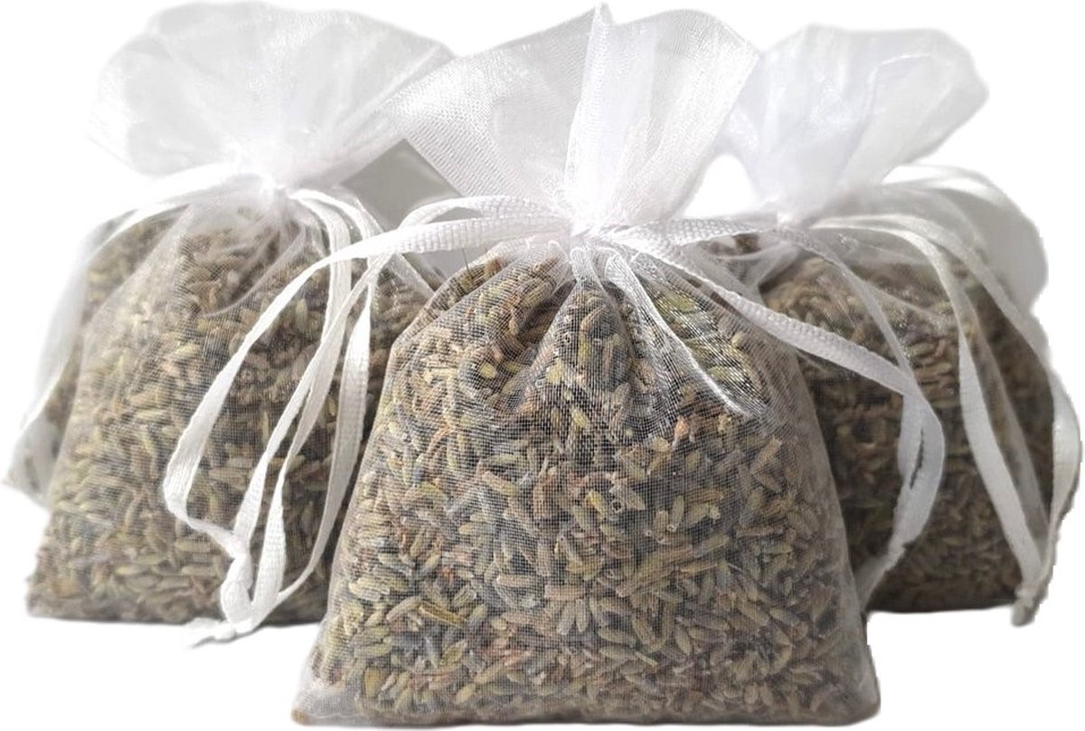 Bonheur de Provence® - lavendel geurzakjes met biologische lavendel uit de provence- 5 witte zakjes à 12 gram - geurzakjes kledingkast