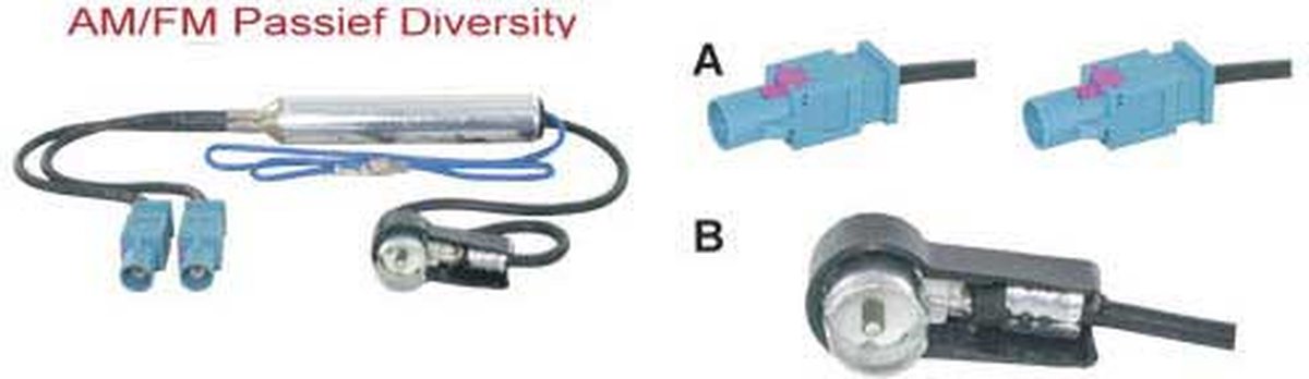 Diversity antenne adapter passief 2x fakra male --> ISO 50 ohm male