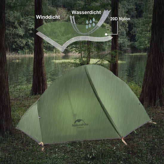 Lichtgewicht Backpacking Tent voor 1 Persoon - Waterdicht en UV-bestendig - 4 Seizoenen - Eenvoudige Installatie — afbeelding 5