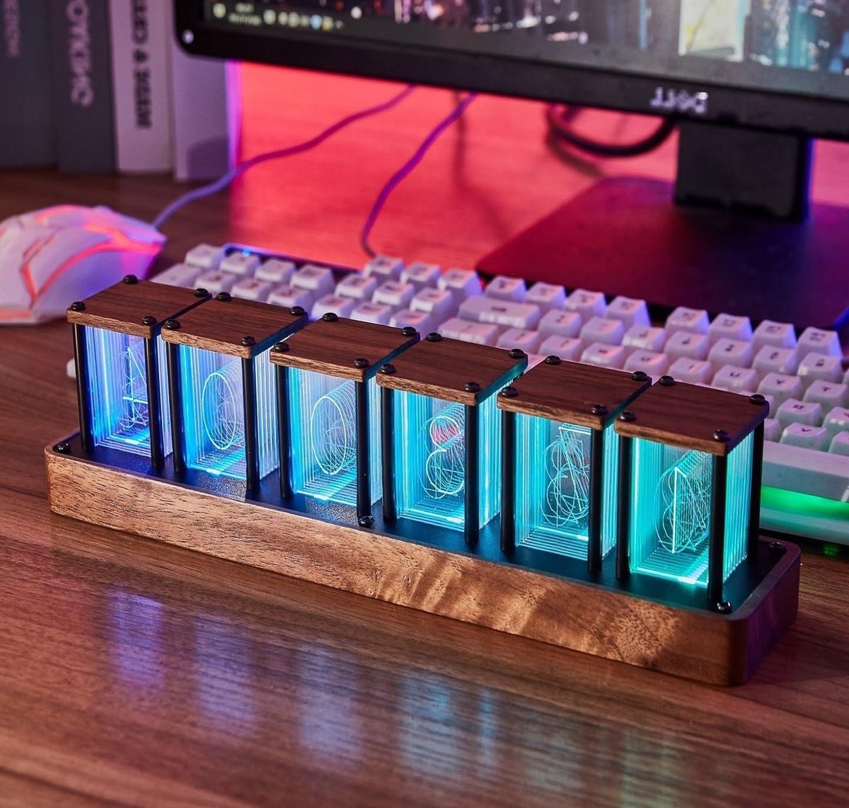 Retro Wekker - Wekker Nixie klok Digitale wekker digitale led-wekker 12-24 uur Ondersteunt netwerk pareneen - retro cadeau om je bureau en slaapkamer te decoreren