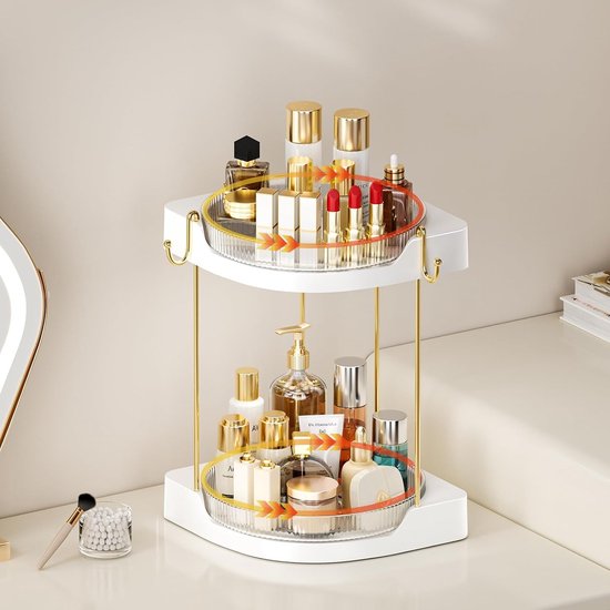 RANGEMENT D'ANGLE DE Salle de Bain, éTagèRe Murale Rotative à 360