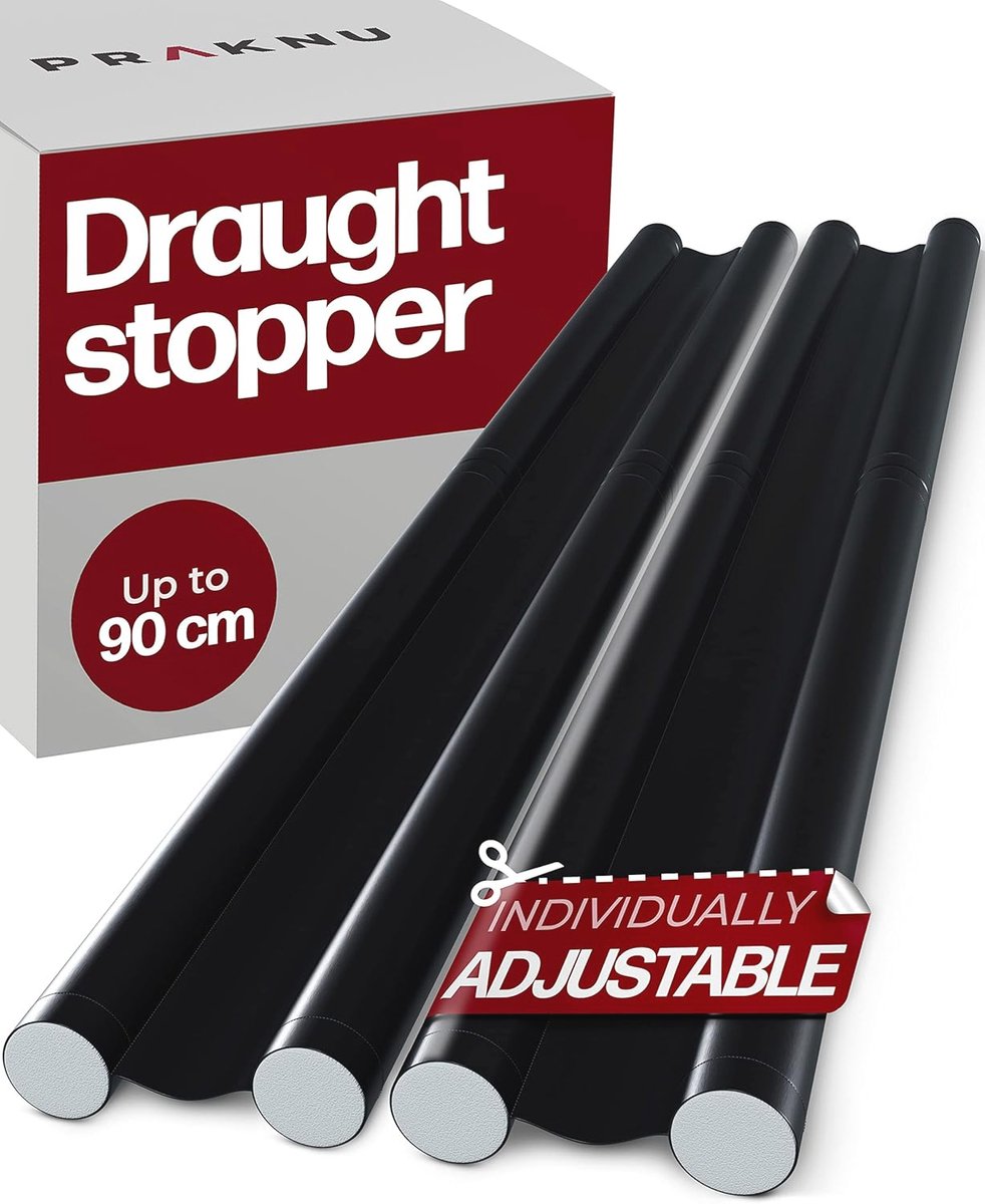 Tochtstrip voor deuren tot 90 cm - Dubbelzijdige isolatie - Energiebesparend en op maat snijden - Gemakkelijk schoon te maken - Zwart