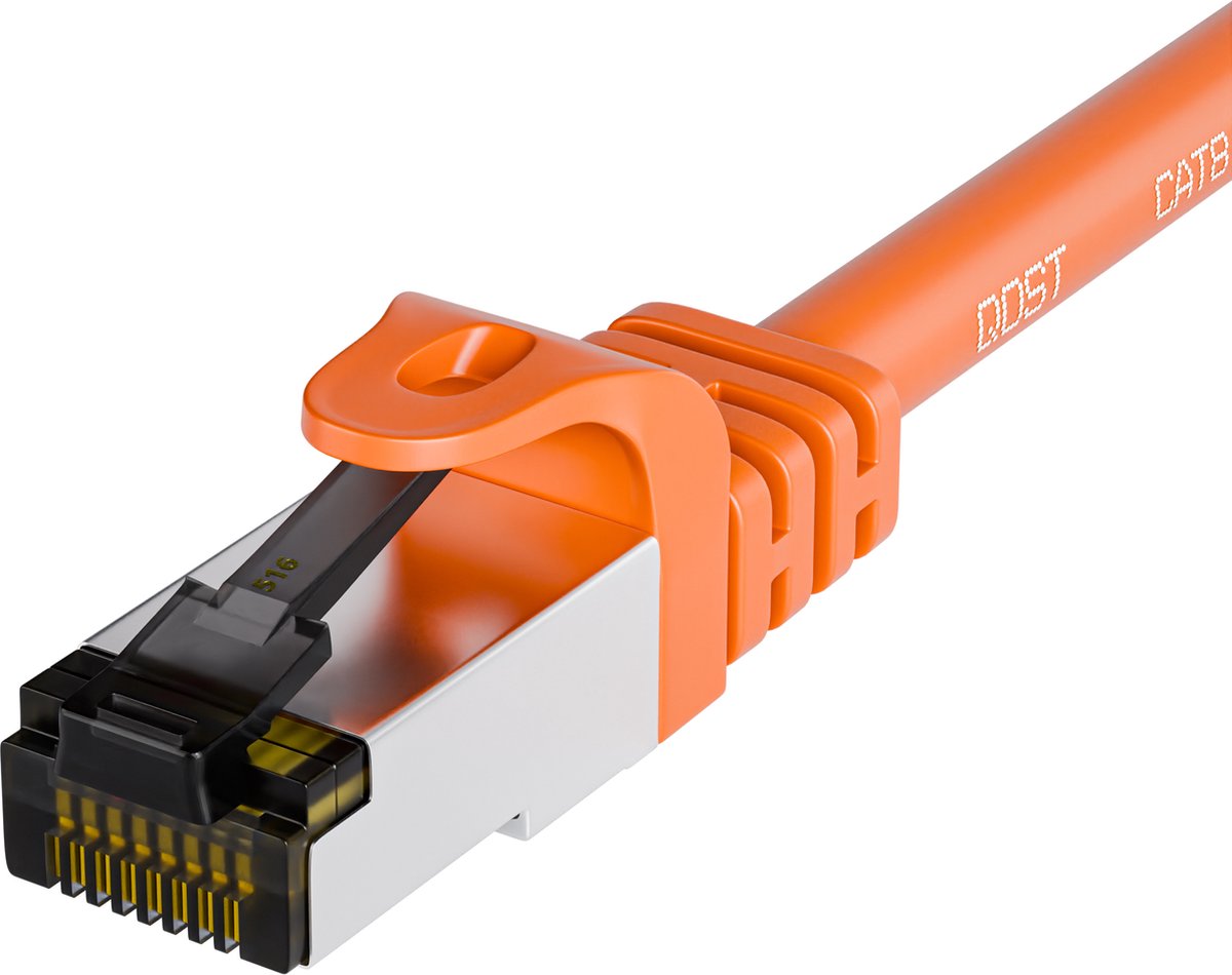 Qost - CAT8.1 internetkabel - SFTP / PiMF LZSH - 40 Gbps / 2000 MHz - RJ45 Connectoren - Patchkabel / Netwerkkabel - 0,25 meter - Oranje