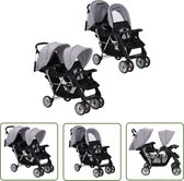 Bol.com The Living Store Kinderwagen Dubbel - Grijs/Zwart - 122.5 x 53.5 x 111 cm - Duurzaam en veelzijdig aanbieding