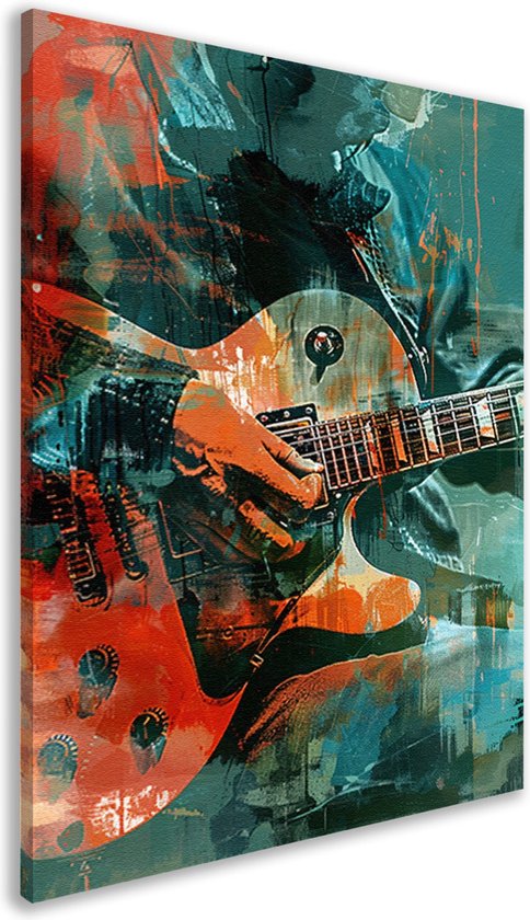 bar muziek schilderij - Gitaar schilderijen - Muurdecoratie Instrument - Schilderijen op canvas industrieel - Canvas schilderij - Slaapkamer muurdecoratie canvas 60x90 cm