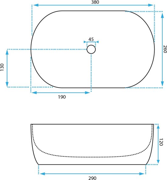 Rea Amelia Mini Vasque à Poser Wit 38x26 cm