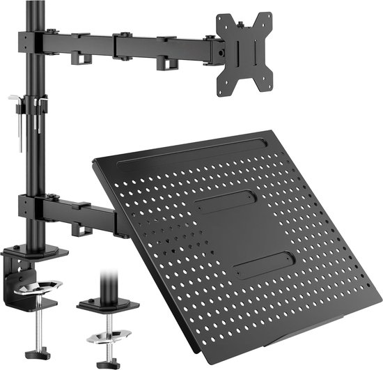 Generic Enkele Monitorhouder, In Hoogte Verstelbare Monitorstandaard Voor 17 27 Inch Scherm Vrijstaande Vesa Stalen Montagevoet