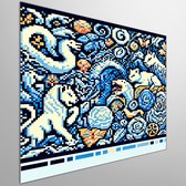 Pixel art relief schilderij | Pixelated verbeelding: een reliëf van kunstzinnige digitale heldhaftigheid | Kunst - 80x80 centimeter op Dibond | Foto op Dibond