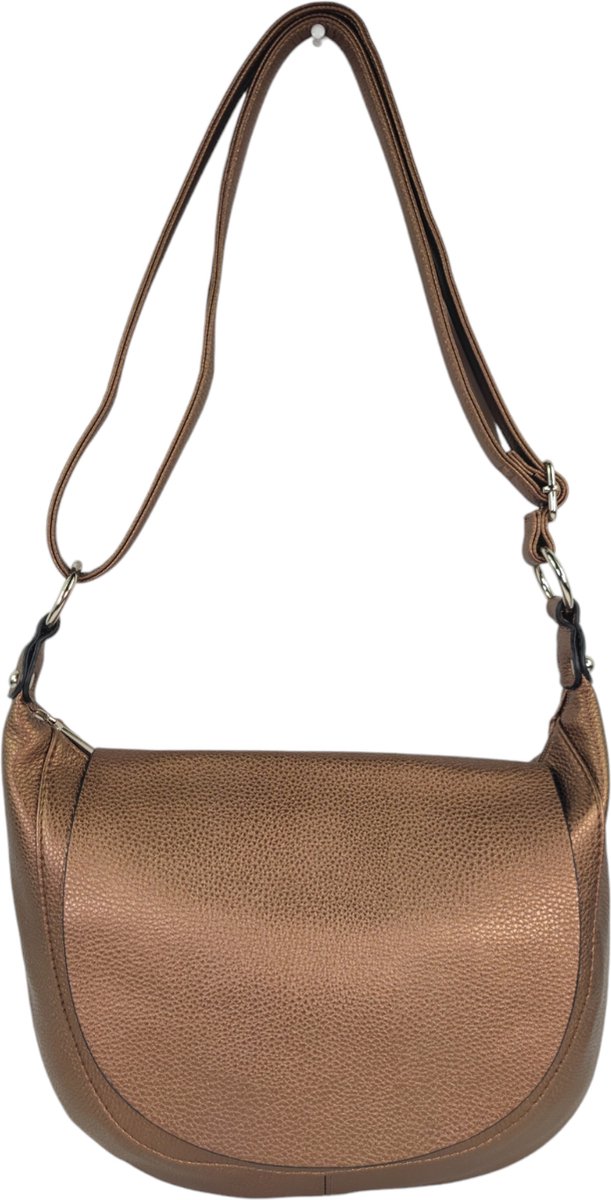 Crossbody tas met flap Flora & Co bruin metallic