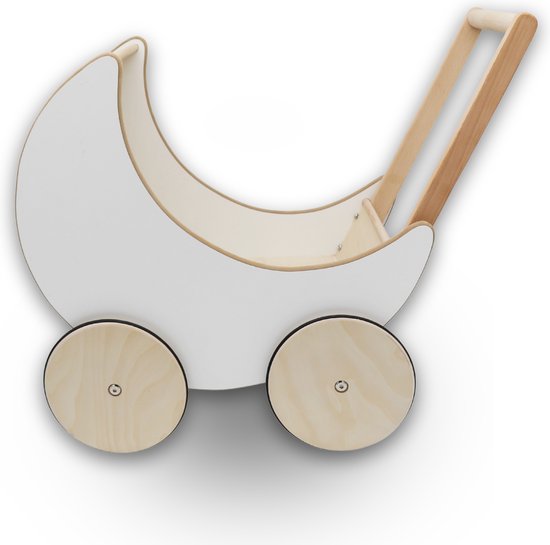 Rijoka Houten Poppenwagen Loopwagen - Houten Kinderwagen - 50x30x45cm