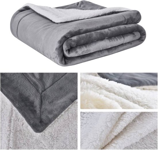 Couverture Bovista - Peluche - Laine - Couverture - Polaire - Plaid - Couverture câline - Couverture de canapé - 1 personne - Café