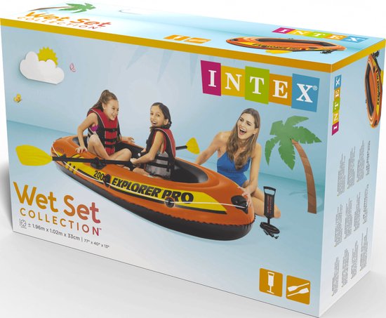 Intex Explorer Pro 200 Set - Opblaasboot - 196 x 102 x 33 cm - Inclusief peddels en pomp