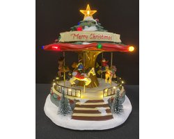 Kersthuisjebestellen - Carrousel - Carousel - Draaimolen - Flashing Lights - Movement - Ledverlichting - Muziek - B/O - Kersthuisjes & Kerstdorpen