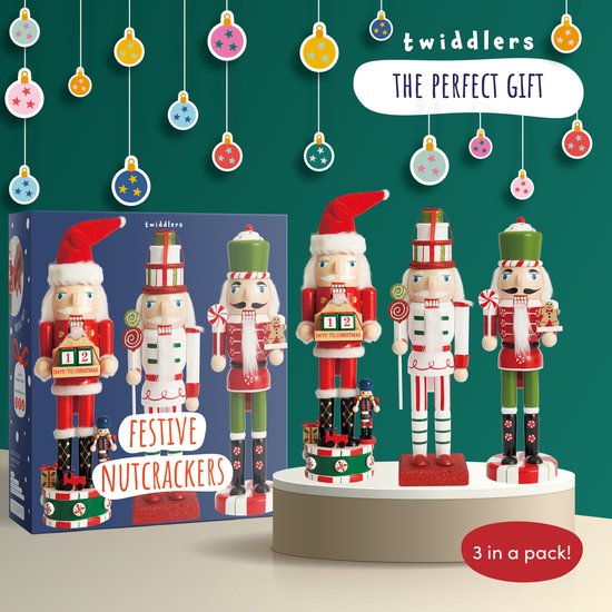 Casse-Noisette Soldat Noël THE TWIDDLERS 50cm - Bois De Pin Fait Main, Décoration Traditionnelle