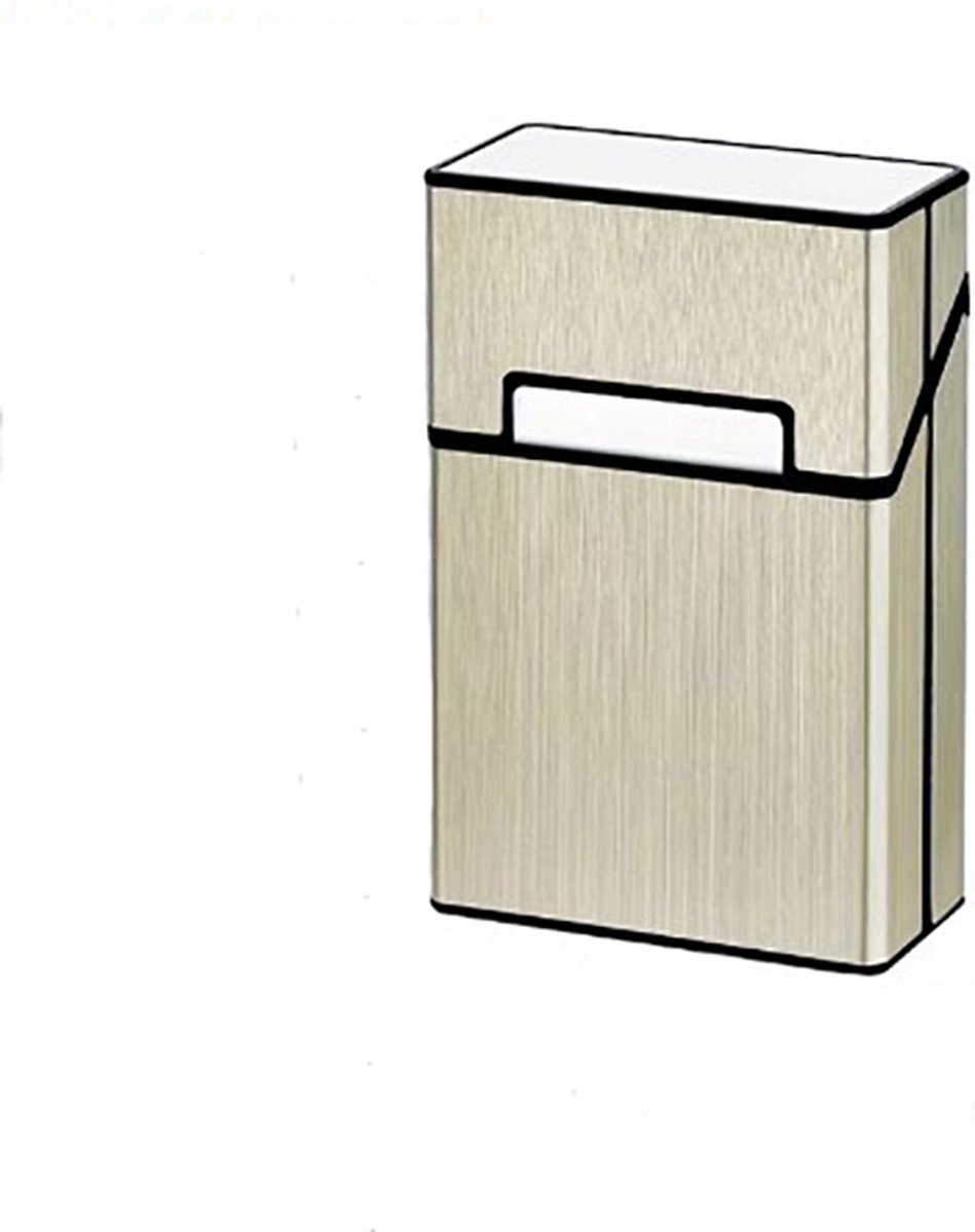 Goedkoopste Actie4you® - Sigaretten Doosje - Aluminium - Sigaretten Houder - Weerbestendig - Stevig Opbergdoosje – Sigaretten Pakje opbergen – licht Goud