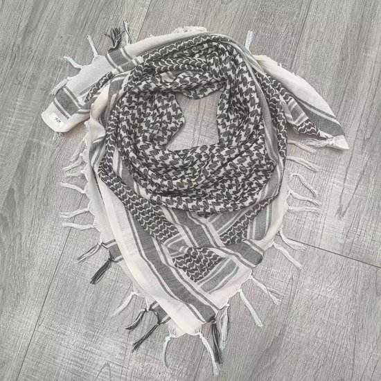 Foto: Chpn keffiyeh kufiya kaffiya arafatsjaal zwart wit 110 110cm katoen arabische sjaal shawl hippe shawl tot