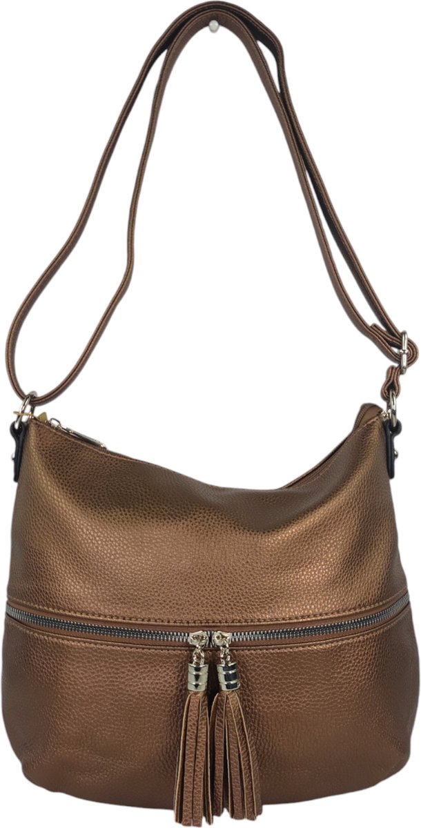 Flora&Co - handtas/crossbody tas - bruin metallic