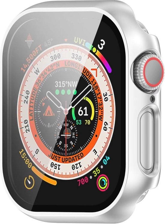 Strap-it Hard case hoesje met screen protector glas - geschikt voor Apple Watch Series 10/11 - 46mm (zilver)