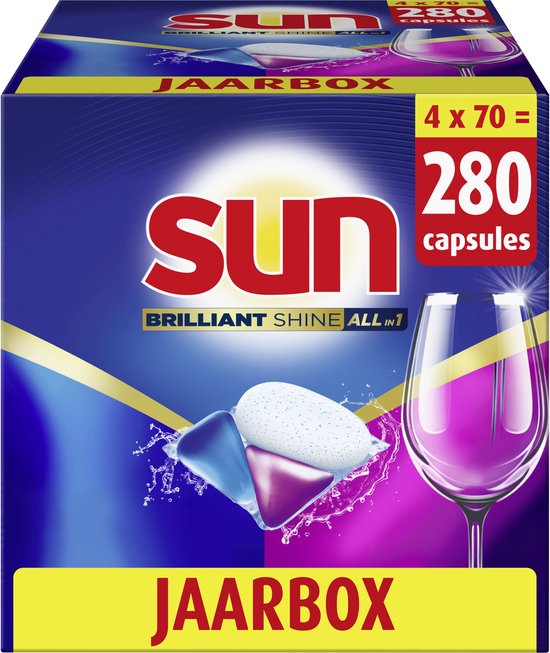 Sun vaatwascapsules brilliant shine – 4 x 70 stuks