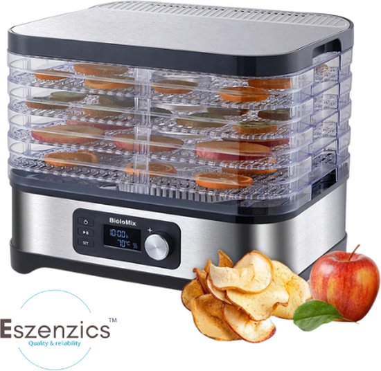 Foto: Eszenzics voedseldroger dehydrator timer functie 5 lagen 35 tot 70 c 400w 10l digitaal led display 360 circulatie transparant