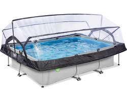 EXIT Soft Grey zwembad 300x200x65cm met filterpomp en overkapping - grijs