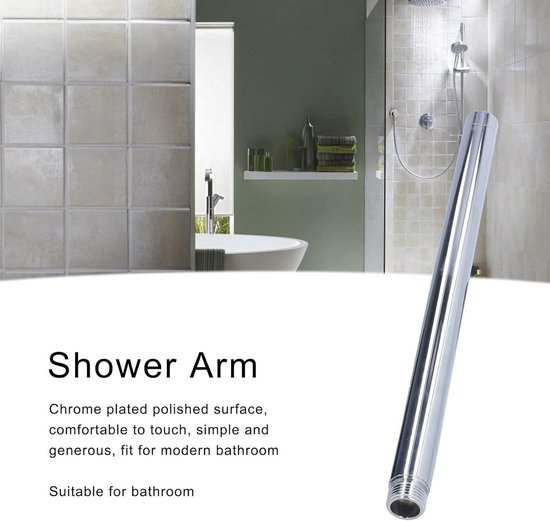 Rallonge Bras De Douche En Acier Inoxydable – Extension 16,5cm Filetage G1/2" – Ajuste Hauteur Et Angle Du Pommeau – Installation Facile