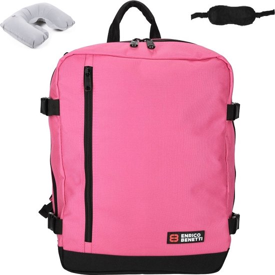 KLM & Transavia Rugzak 40x30x20 cm - Maximale Inhoud - Handbagage Tas 40x30x20 - 17 inch Laptopvak - Fuchsia