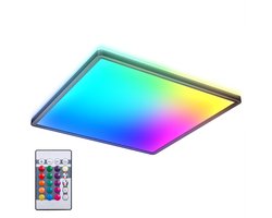 B.K.Licht - RGB LED Plafonniere - zwart - dimbaar - met indirecte licht - met afstandsbediening - l: 42cm