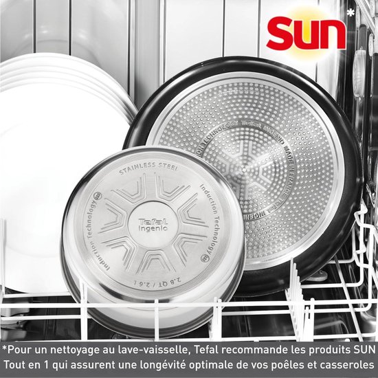 Tefal Ingenio Preference On Kookgerei, 7-delig, Roestvrij Staal, Veilige Antiaanbaklaag Stapelbaar Ruimtebesparend Temperatuurweergave Inductie Geproduceerd In Frankrijk L9749702