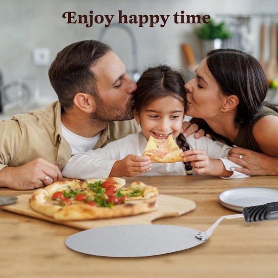 Pelle à pizza en acier inoxydable avec manche en plastique - Pelle à pizza ronde pour la cuisson de la pizza - Pâte à pâtisserie - Gâteau au pain - 235 x 18 cm