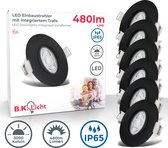 B.K.Licht - LED Badkamer Inbouwspots - zwart - set van 6 - badkamerverlichting - IP65 - kantelbaar - 9 x 4,2 cm (DxH)