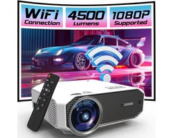 Mini Bemaer Zenwire E450S - Beamer - Mini Projector Full HD WiFi 2.4/5 Ghz Bluetooth 5.0 - 4500lm / 1500:1 / 36-150" - Focus / Keystone +/- 15° / 360 functie