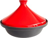 Moroccan Spicy Secrets Tajine - Tajine Gietijzer - Inclusief 4 tajinekruidenmixen - Rood - Ø 30 cm - Geschikt voor inductie