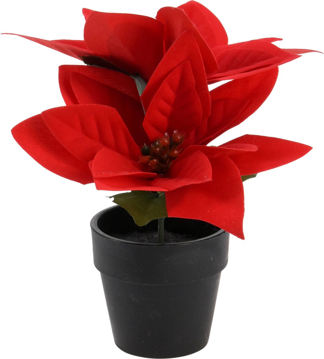 Kunstmatige kerstster in pot, hoogte 18 cm