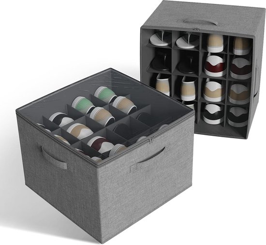 Relaxdays schoenenbox, set van 12, stapelbaar, tot maat 45, schoenen organizer met
