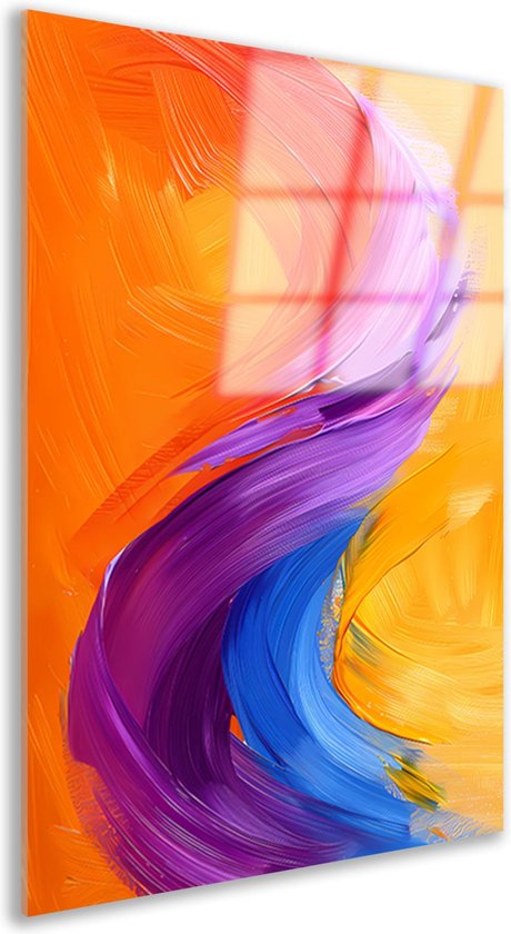 Vormen schilderij - Abstract expressionisme glas schilderij - Glas schilderijen Moderne kunst - Muurdecoratie industrieel - Plexiglas schilderij - Muurdecoratie slaapkamer acrylglas 50x75 cm