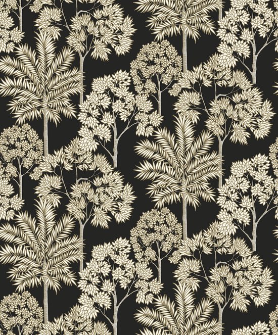 Dutch Wallcoverings - Arcadia - Palm Forest noir - A71302