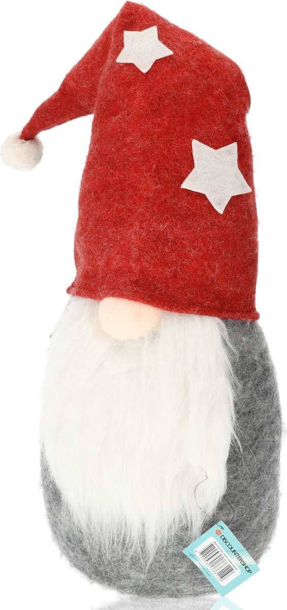 Gnoom Grijs - Kerst Kabouter Decoratie - Kerstboomversiering en Kerstbeelden voor Binnen - Scandinavische Gnomes 1 Stuk